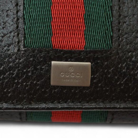 Gucci Outlet Key Case Key Holder 6-stacks Pigskin Sherry Line Black 033 - Picture 3 of 9
